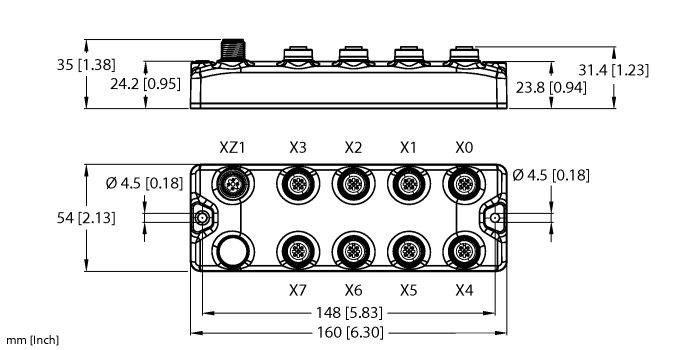 Turck TBIL-EMN-16DXP compact IO-Link hub Dimensions